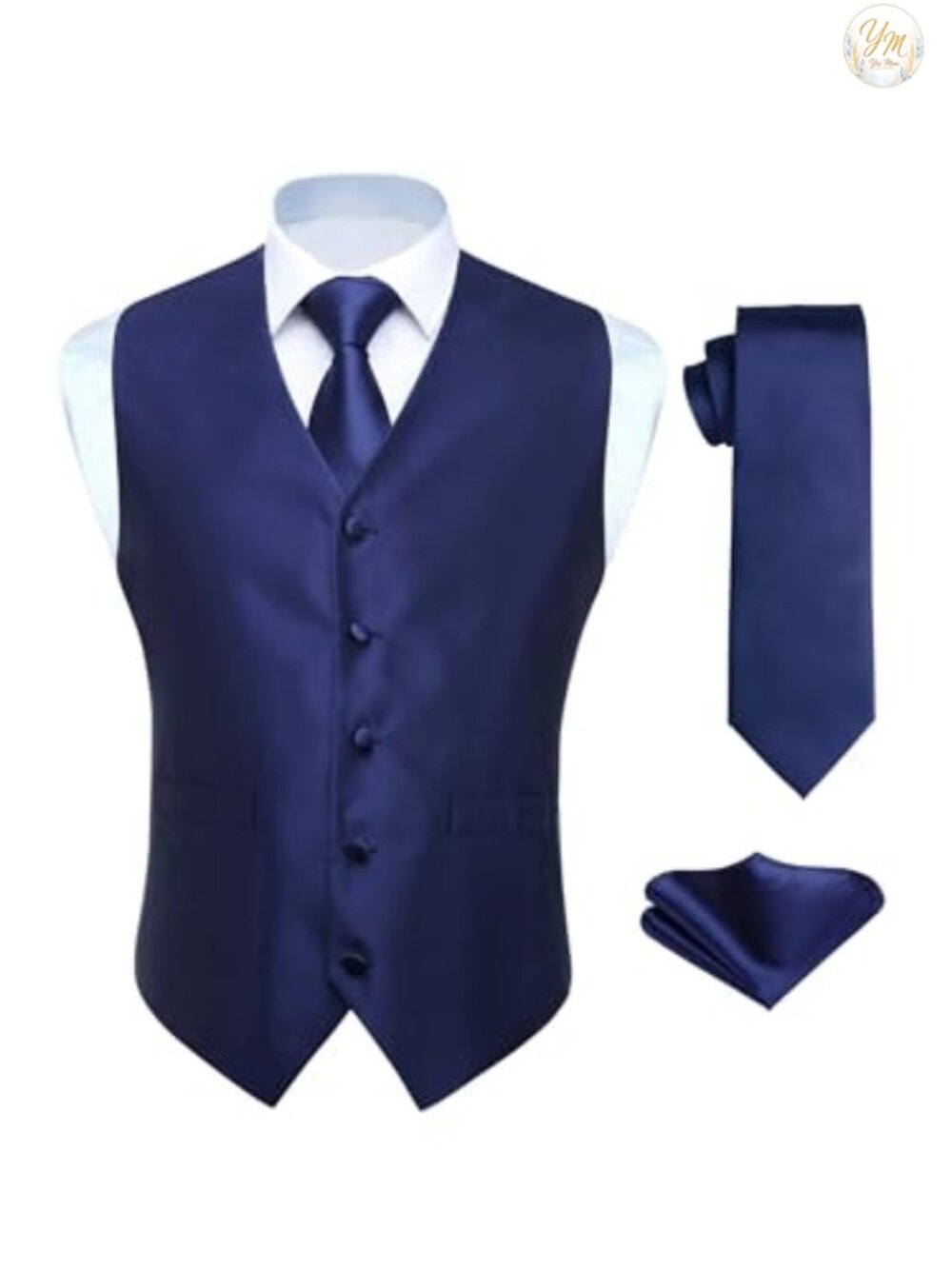 HISDERN Men's 3-Piece Paisley Jacquard Vest Set with Tie & Pocket Square Slim